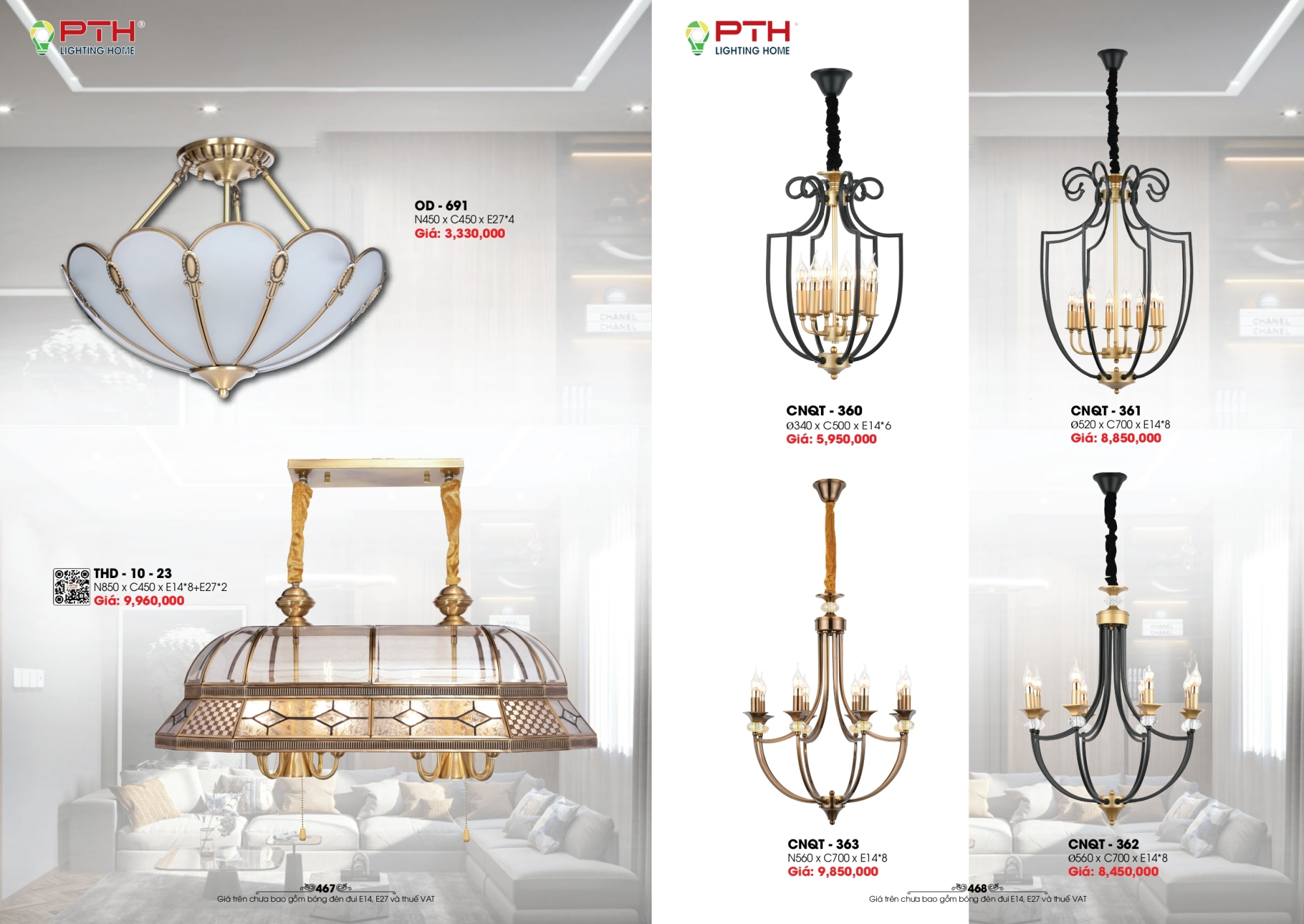 Bảng giá đèn trang trí PTH Lighting Home 2026